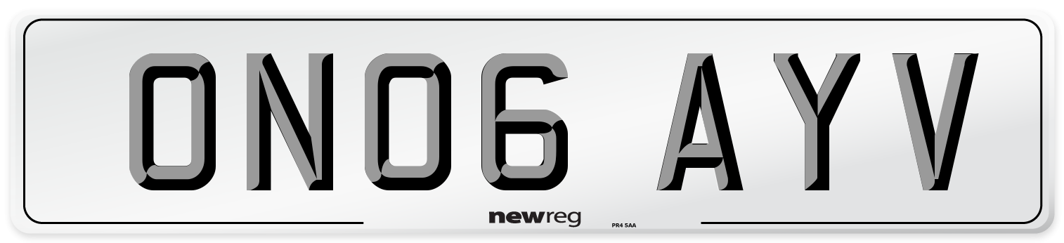 ON06 AYV Number Plate from New Reg